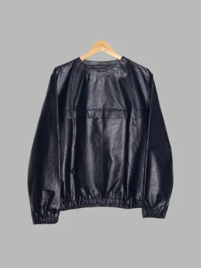 Jean Colonna black vinyl collarless pullover windbreaker - size 48