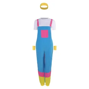 80s woman overall Cosplay Costume Outfits Halloween Carnival Suit