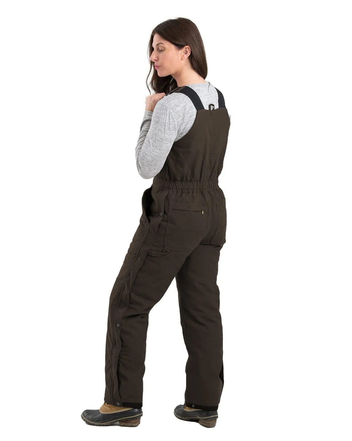 Berne Apparel Womens Softstone Duck Insulated Dark Brown 100% Cotton Bib Overall