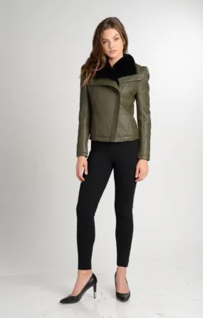 Jada Faux Fur Lined Moto Biker Jacket Coat