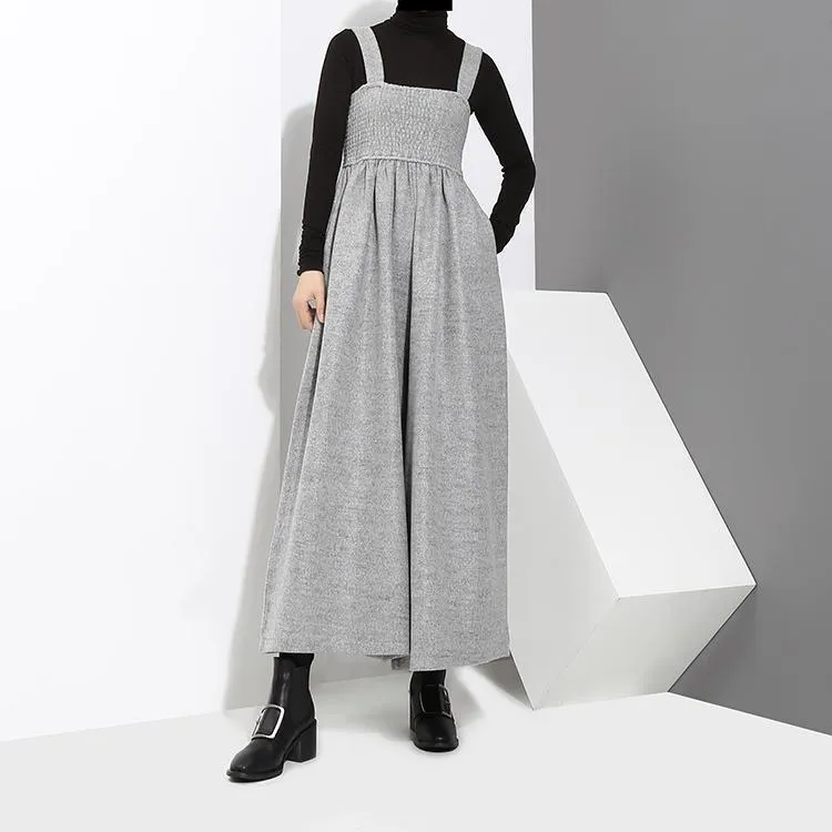 Jucee Wide Leg Overalls - Gray