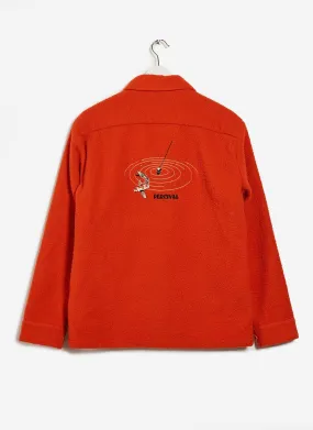 Koi Carp Embroidered Blanket Overshirt | Casentino Wool | Orange