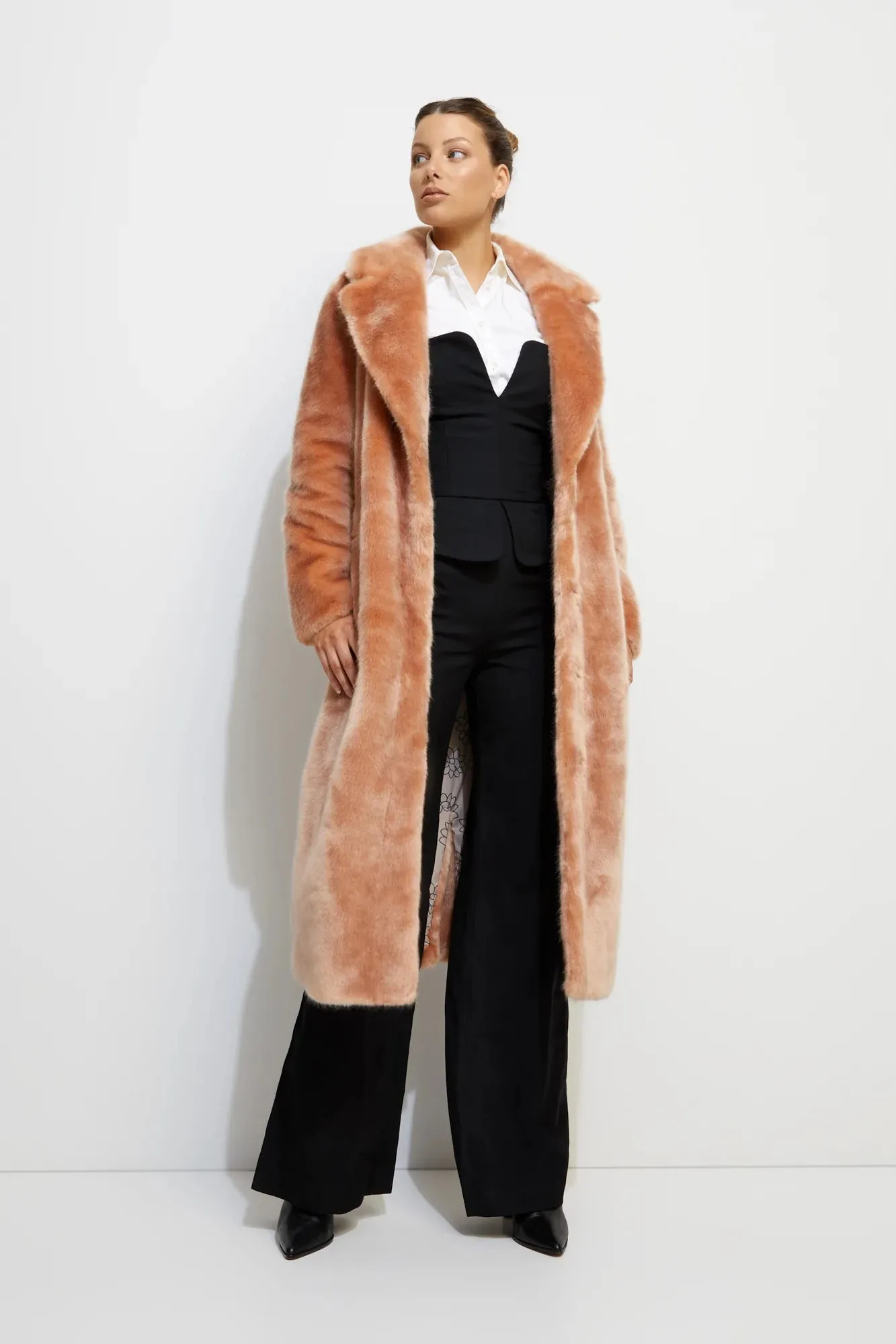 Long Mac Coat | Dusty Peach