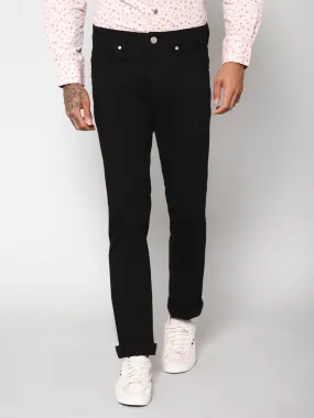 Men's Casual Flat front Black  Trousers