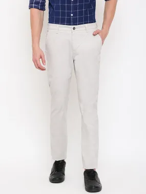 Men's Casual Flat front Ivory Checks Trousers