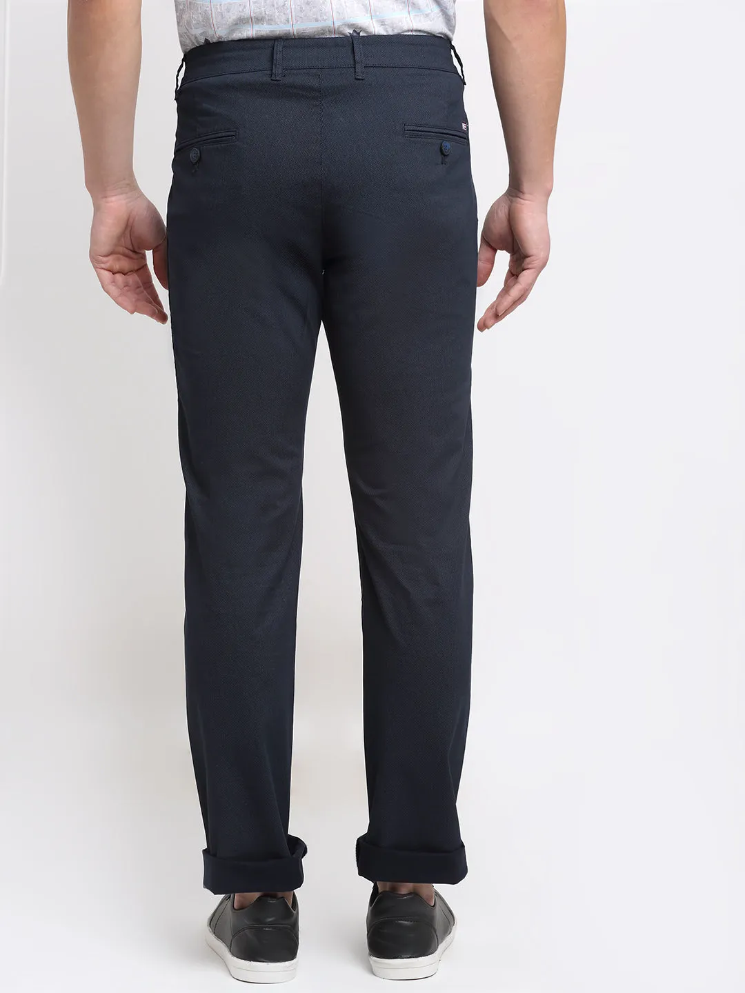 Men's Casual Flat front Navy Blue  Trousers