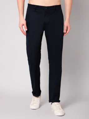 Men's Casual Flat front Navy Blue  Trousers