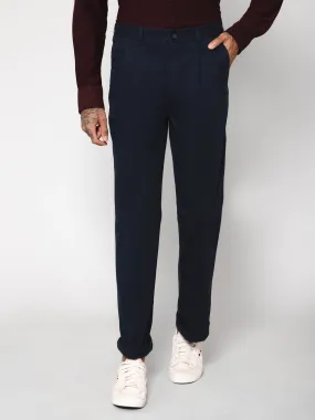 Men's Casual Pleated front Navy Blue  Trousers