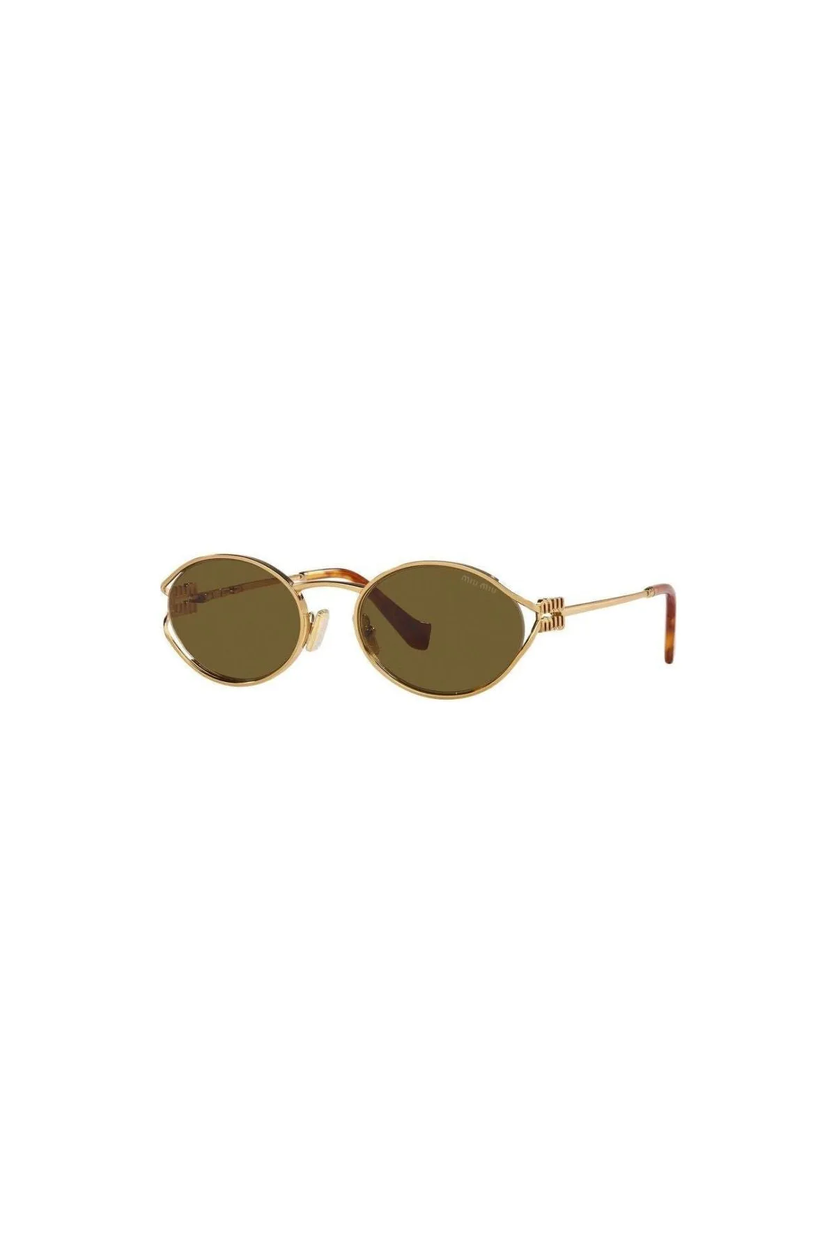 Miu Miu Oval Wire Framed Sunglasses - Brass Gold