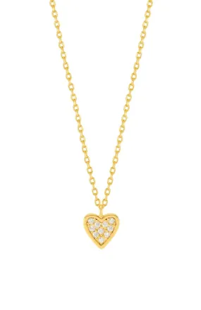 Pave Mini Heart Necklace (233410389) Gold Plated