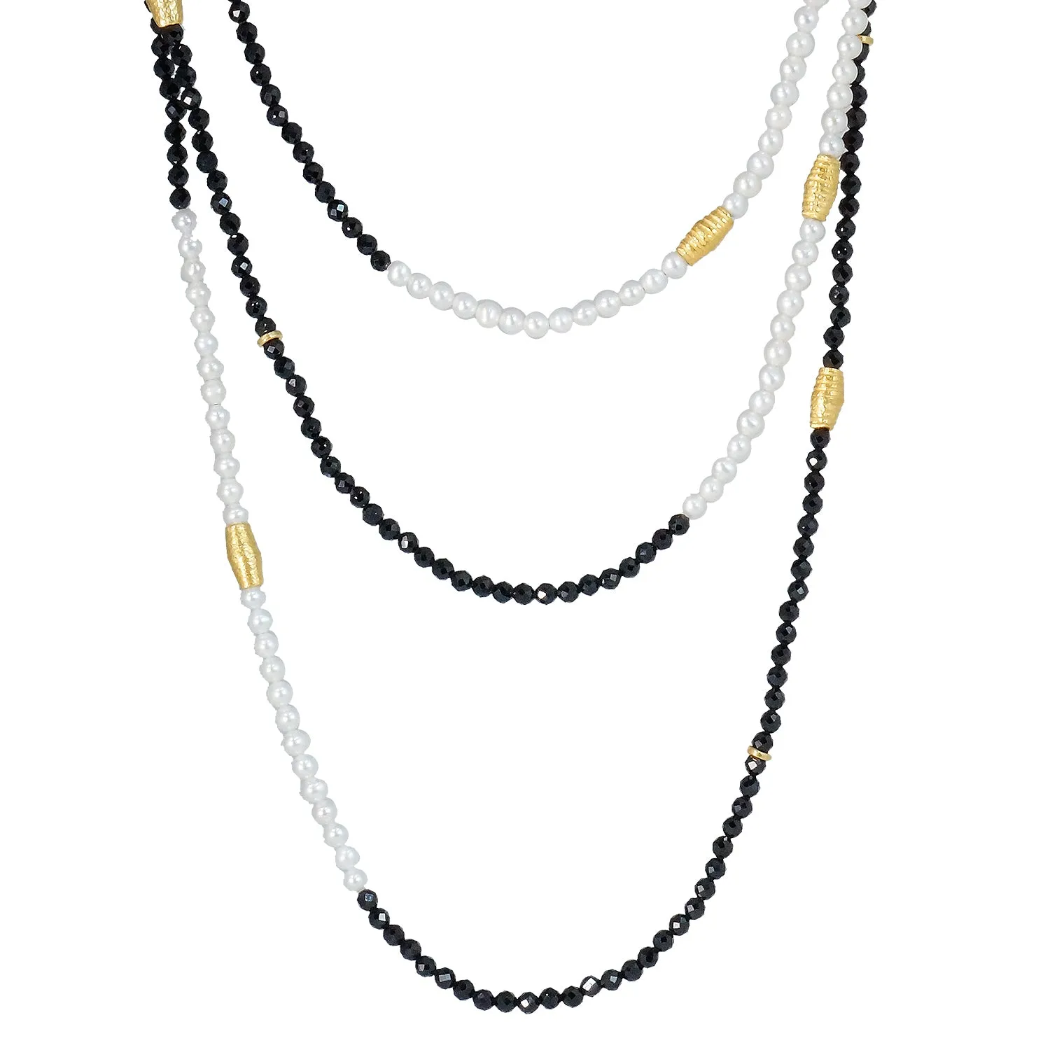 Spinel and Pearl Necklace with Gold Beads