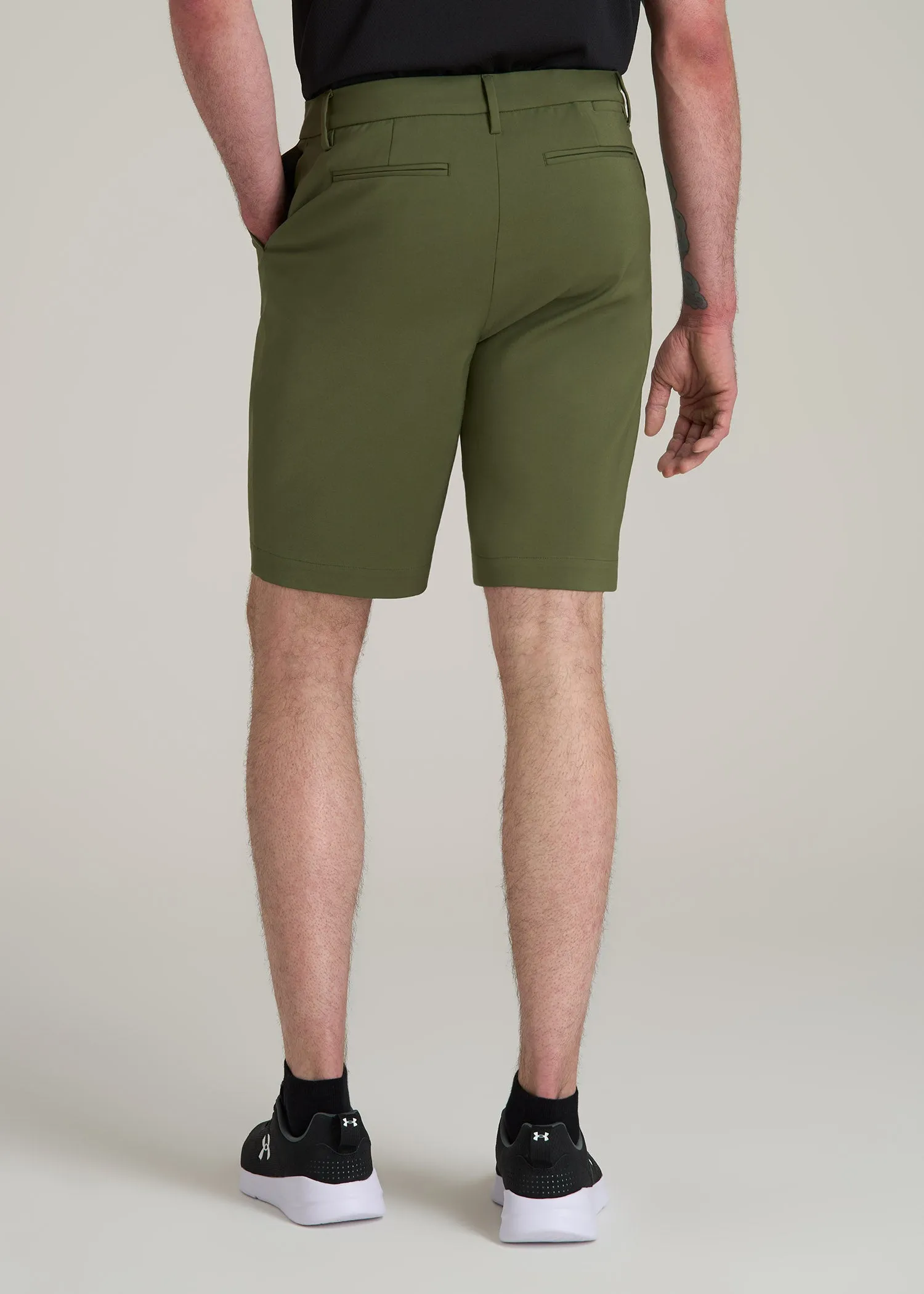 Tech Chino Shorts for Tall Men in Bright Olive