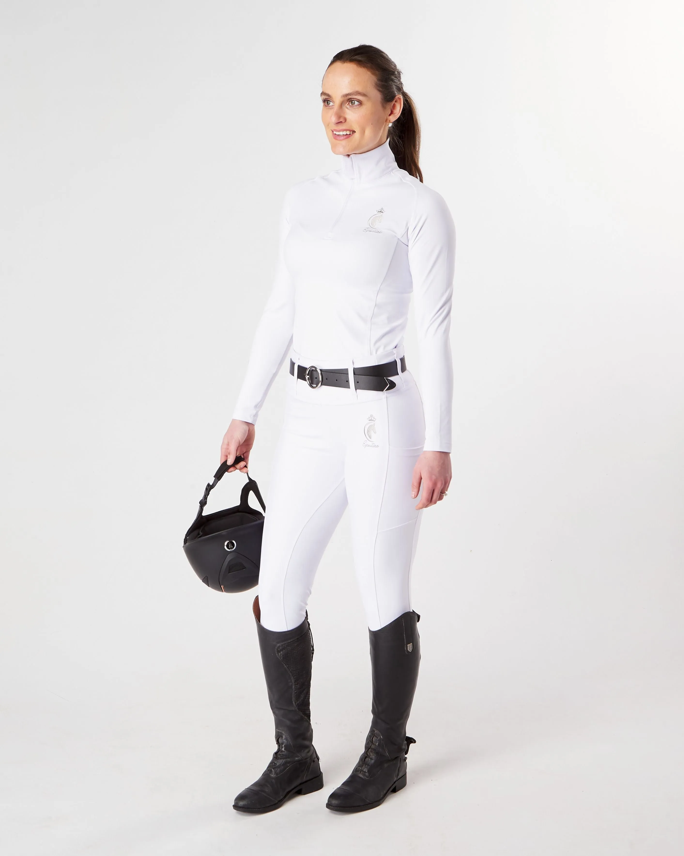 WINTER Competition Full Seat Riding Leggings / Tights- NO GRIP WHITE